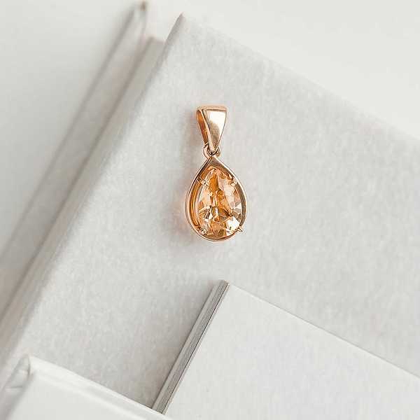 Подвеска из красного золота с цитрином