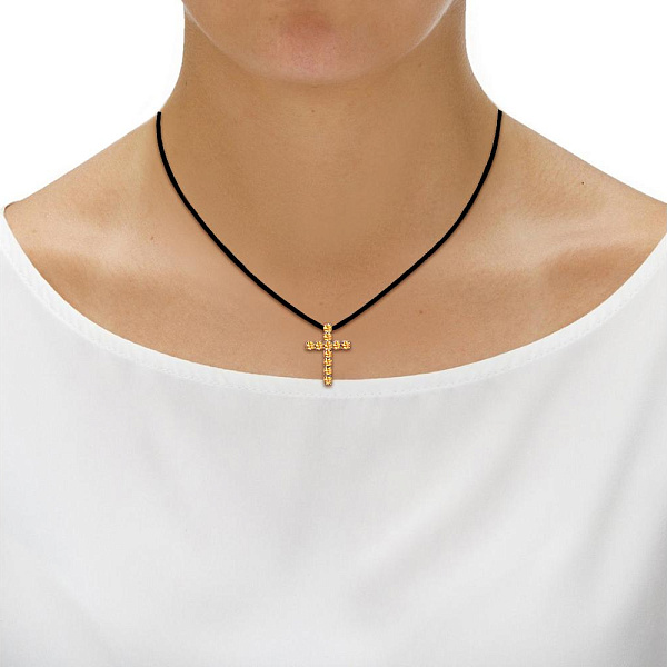 Колье Крест из красного золота с 11 цитринами