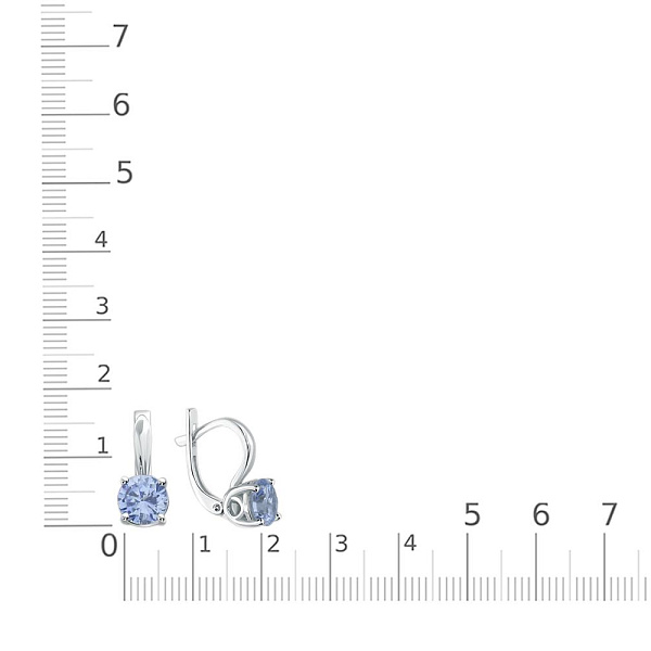 Серьги из белого золота с 2 циркониями