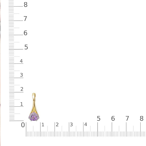 Подвеска из жёлтого золота с аметистом и 11 фианитами