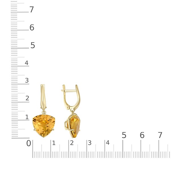 Серьги из жёлтого золота с 2 цитринами