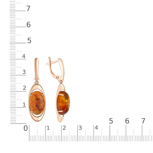 Серьги из красного золота с янтарём