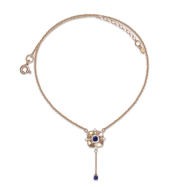 Колье из красного золота с 2 корундами и 4 бриллиантами