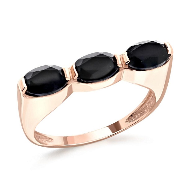 Кольцо из красного золота с 3 агатами