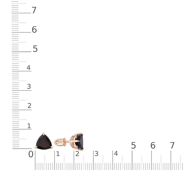 Серьги-пусеты из красного золота с 2 гранатами