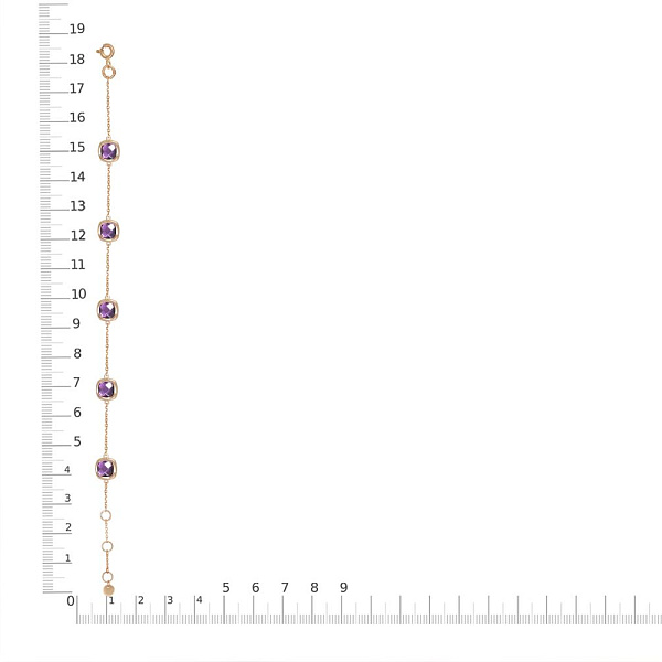 Браслет из красного золота с 5 аметистами