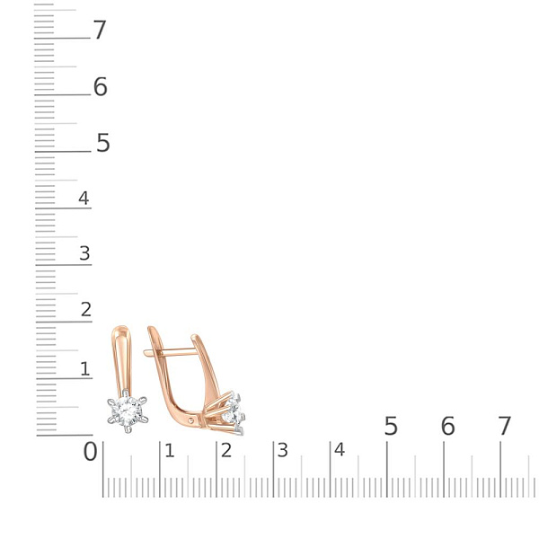 Серьги из красного золота с 2 кристаллами swarovski