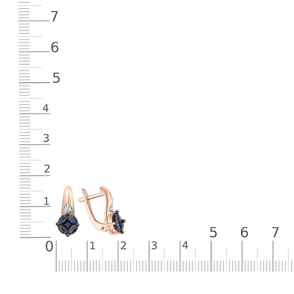 Серьги из красного золота с 10 сапфирами и 6 бриллиантами