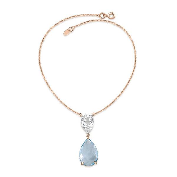 Колье из красного золота с топазом sky и фианитом