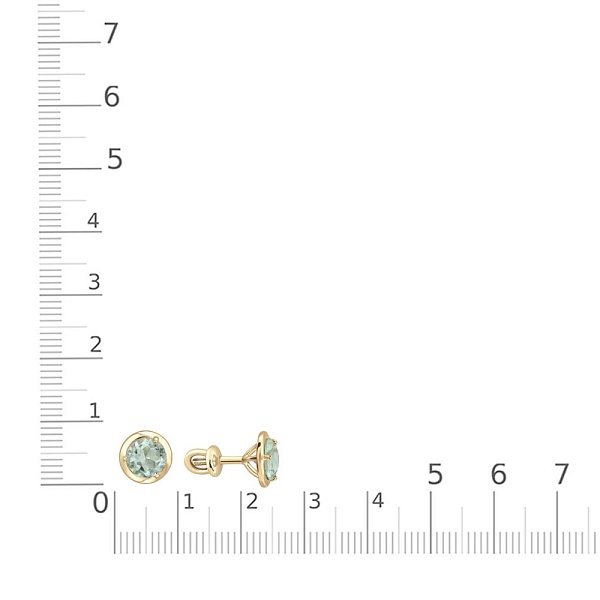 Серьги-пусеты из жёлтого золота с 2 аметистами