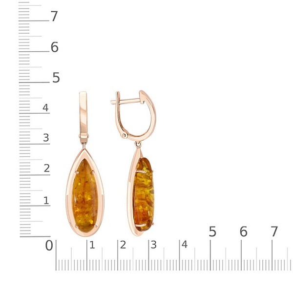 Серьги из красного золота с янтарём