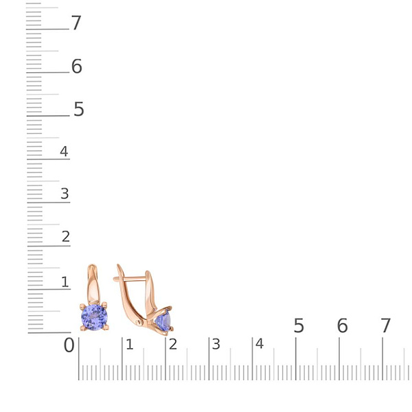 Серьги из красного золота с 2 танзанитами