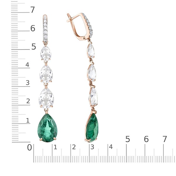 Серьги из жёлтого золота с 8 наноситалами и 14 фианитами