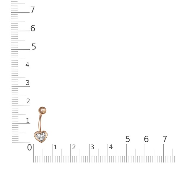 Пирсинг Сердце из красного золота с 3 бриллиантами