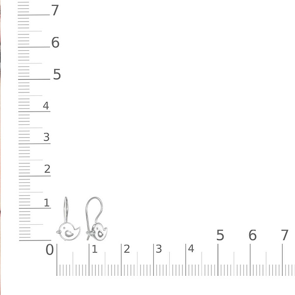 Детские серьги Птицы из белого золота без вставок