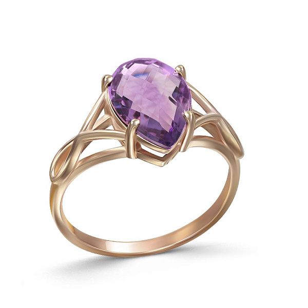 Кольцо из красного золота с аметистом