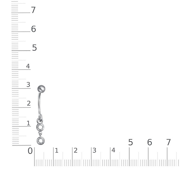 Пирсинг из белого золота с 2 фианитами