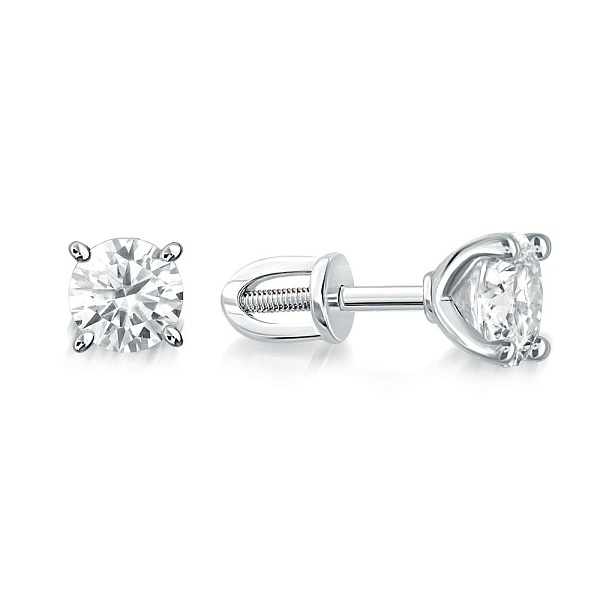 Серьги-пусеты из белого золота с 2 кристаллами swarovski