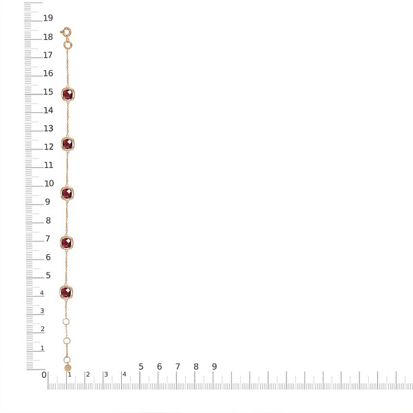 Браслет из красного золота с 5 гранатами