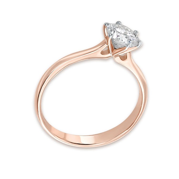 Кольцо из красного золота с выращенным бриллиантом