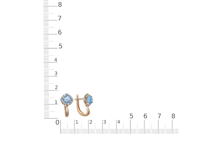 Серьги из красного золота с 2 топазами swiss