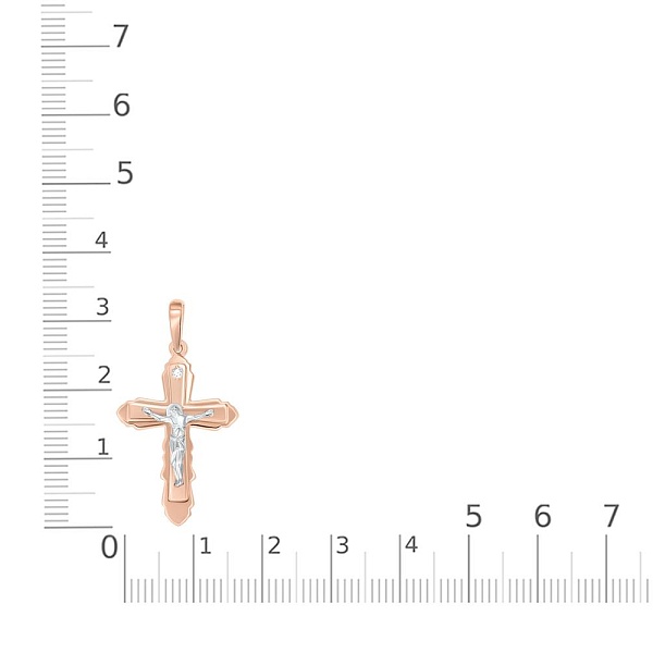 Крест из красного золота с бриллиантом
