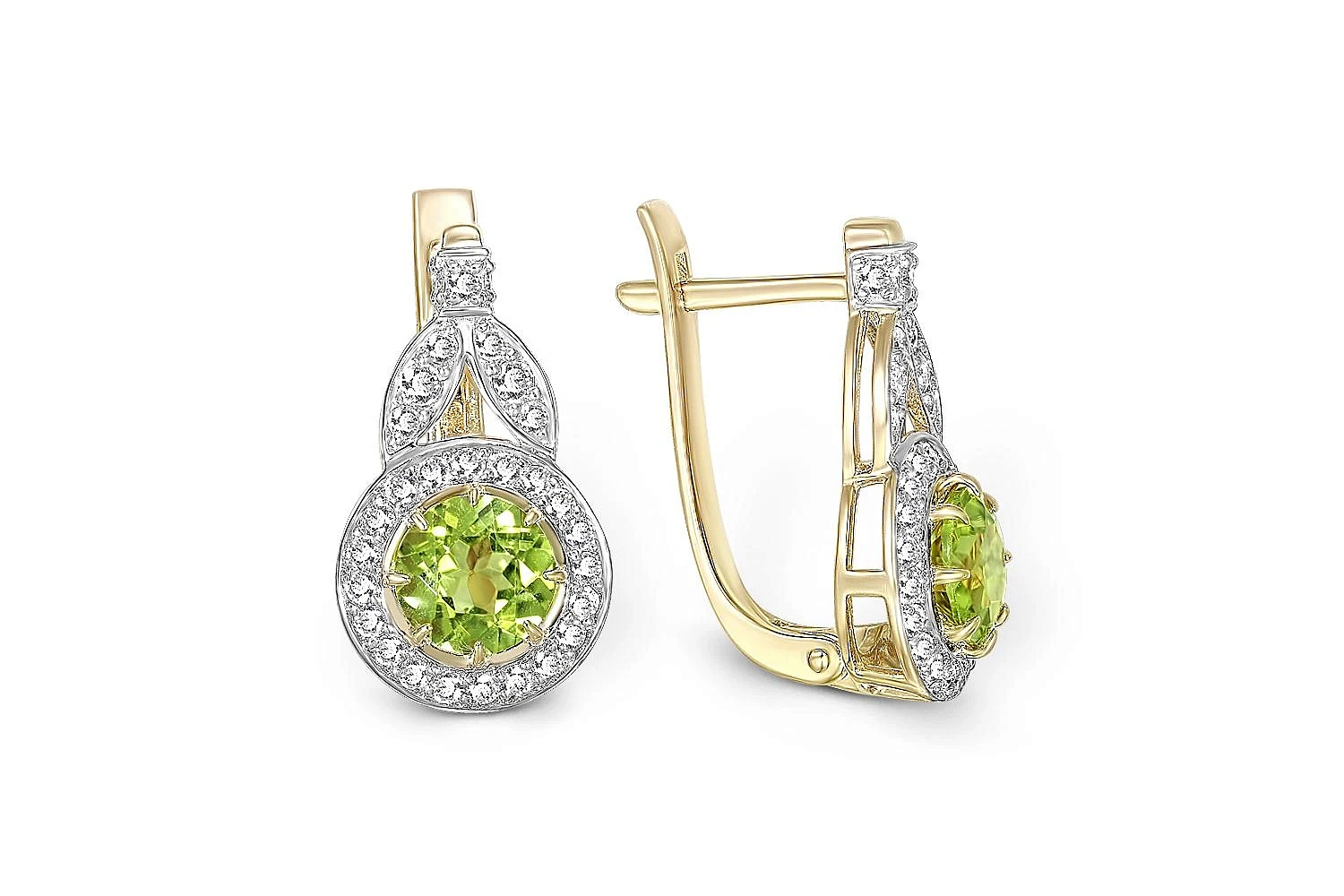 Серьги из жёлтого золота с 60 фианитами
