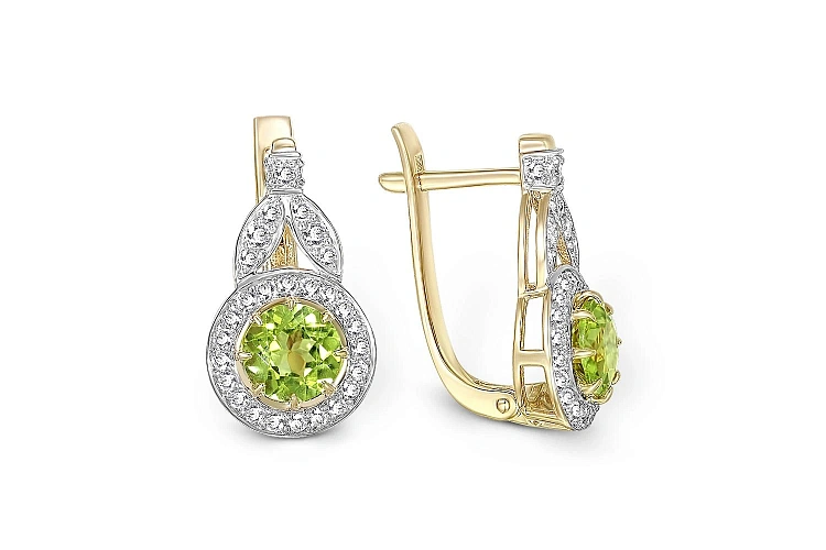 Серьги из жёлтого золота с 60 фианитами