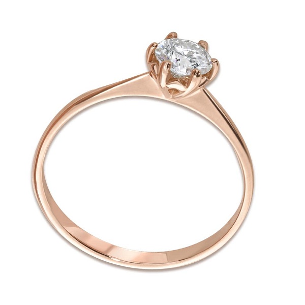 Кольцо из красного золота с муассанитом