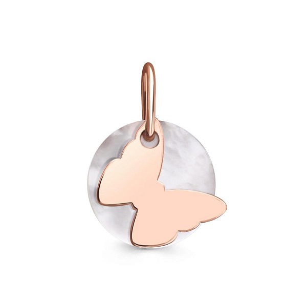 Подвеска Бабочка из красного золота с перламутром