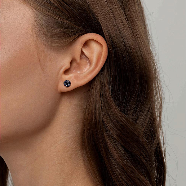 Серьги-пусеты из красного золота с 10 сапфирами