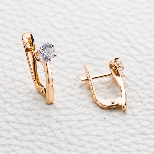 Серьги из красного золота с 2 кристаллами swarovski