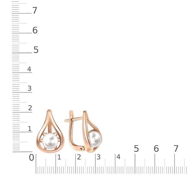 Серьги из красного золота с 2 жемчужинами