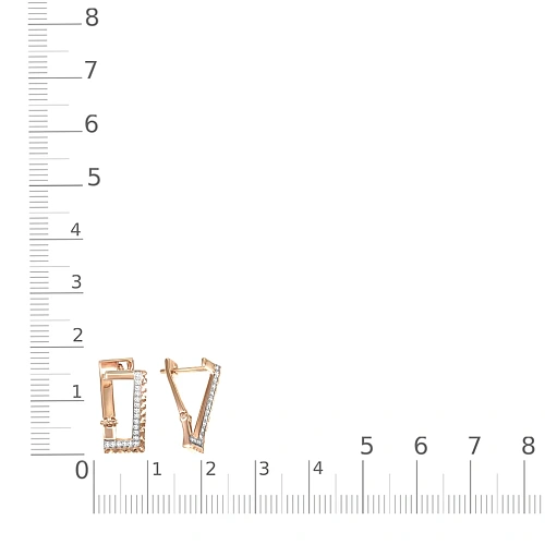 Серьги из красного золота с 36 фианитами
