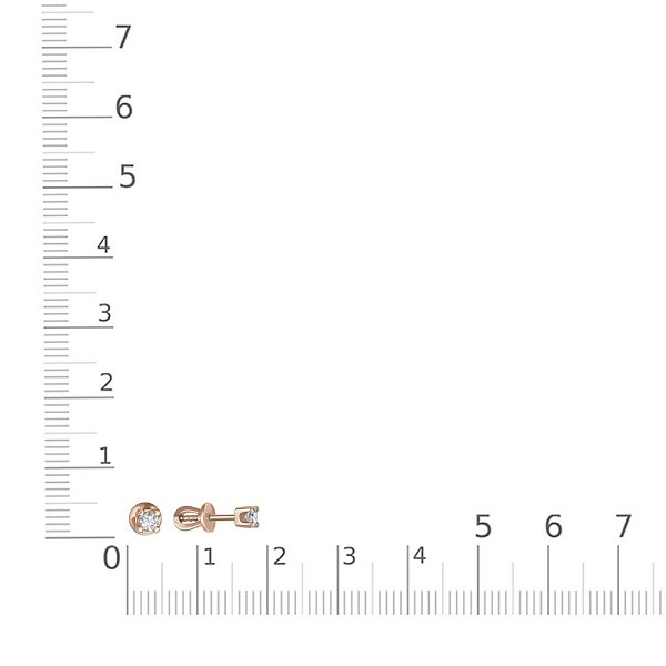 Серьги-пусеты из красного золота с 2 бриллиантами