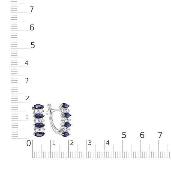 Серьги Дорожки из белого золота с 8 сапфирами и 12 бриллиантами