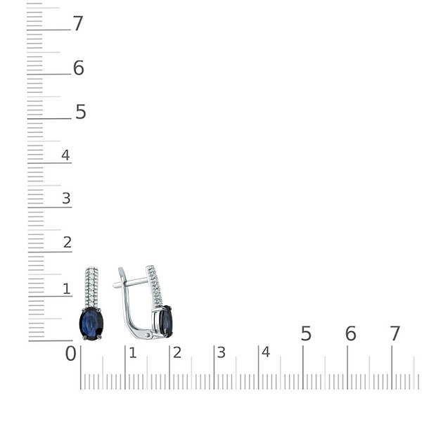 Серьги из белого золота с 2 сапфирами и 14 бриллиантами