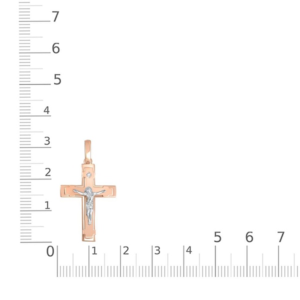 Крест из красного золота с бриллиантом