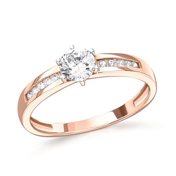 Кольцо из красного золота с 11 выращенными бриллиантами