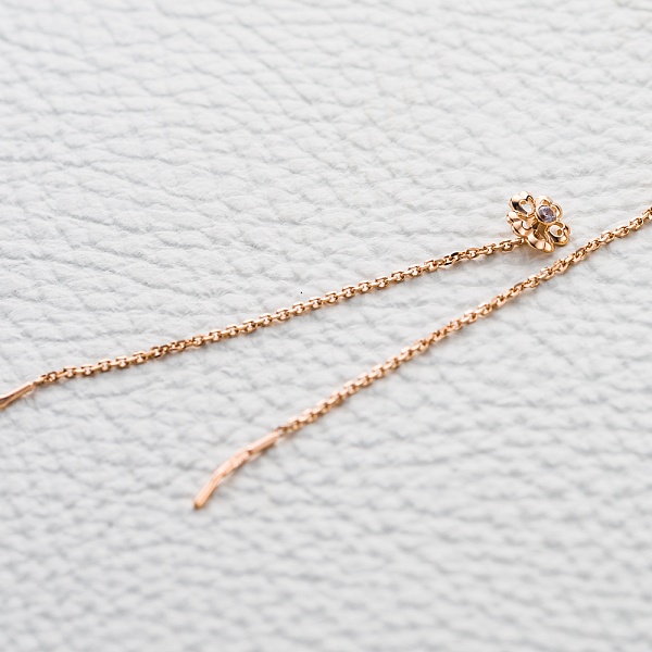 Серьги-продёвки Цветы из красного золота без вставок