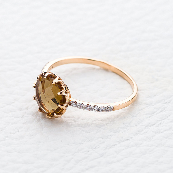 Кольцо из красного золота с султанитом и 12 фианитами