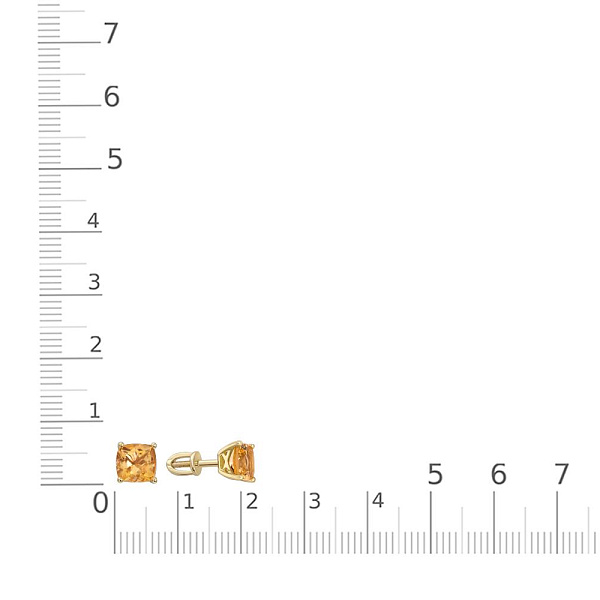 Серьги-пусеты из жёлтого золота с 2 цитринами