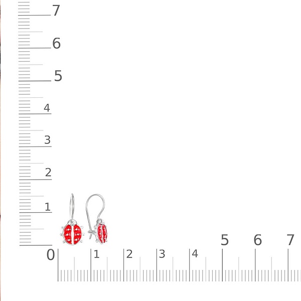 Детские серьги Божьи коровки из белого золота без вставок