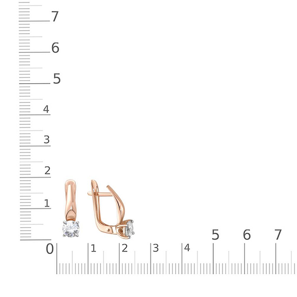 Серьги из красного золота с 2 муассанитами