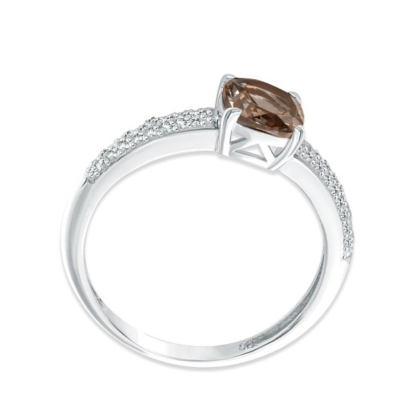 Кольцо из белого золота с раухтопазом и 50 бриллиантами