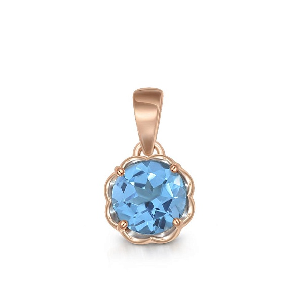 Подвеска Цветок из красного золота с топазом swiss