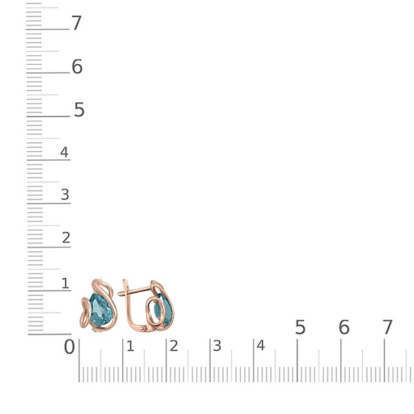 Серьги из красного золота с 2 ситаллами