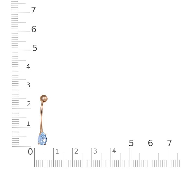 Пирсинг из красного золота с топазом sky