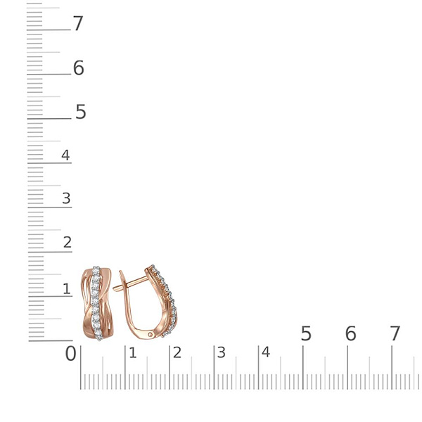 Серьги из красного золота с 20 фианитами