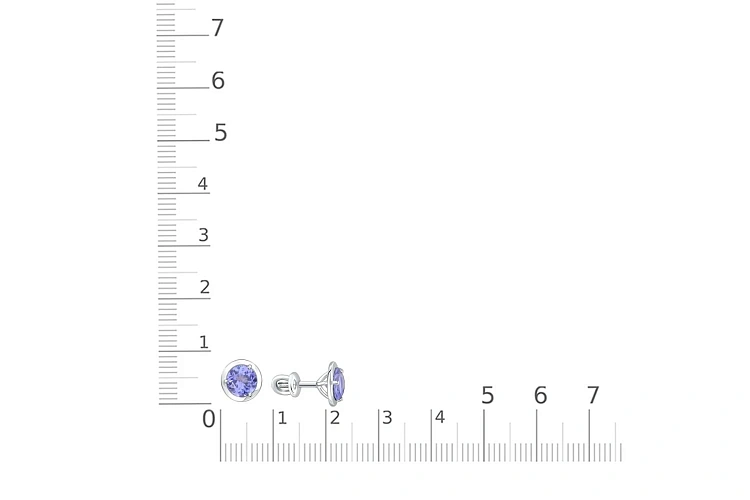 Серьги-пусеты из белого золота с 2 танзанитами